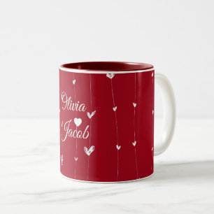 Personalised Love Couple Names hearts  Two-Tone Coffee Mug