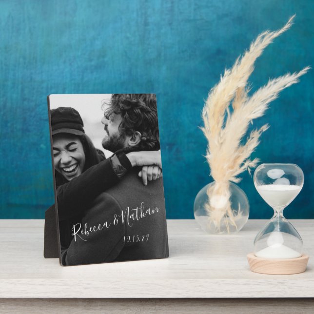 Personalised Love Couple Photo Wedding Date  Plaque (Side)