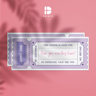 Personalised Love Coupons – Pastel Lilac Valentine Invitation