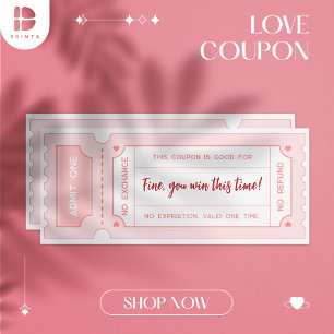 Personalised Love Coupons – Pastel Pink Valentine Invitation
