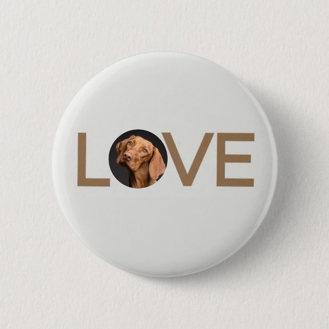 Personalised Love Dog Photo Button (Front)