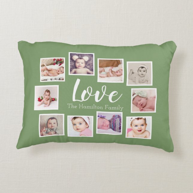 Personalised LOVE Family Photo Collage Decorative Cushion (Back)