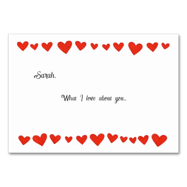 Personalised Love Flash Cards (Front)