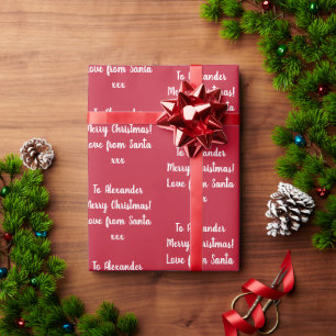 Personalised Love From Santa Red Christmas Wrapping Paper