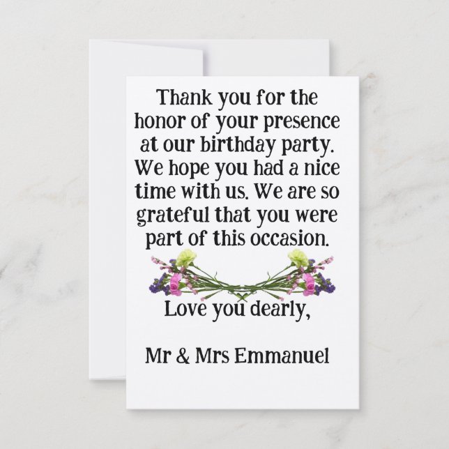 Personalised Love Gratitude Flat Thank You Card (Front)