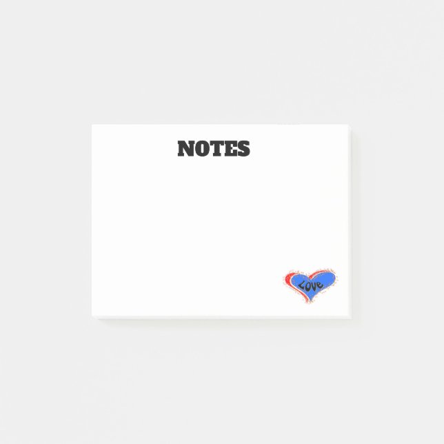 Personalised LOVE Heart Post-It Notes (Front)
