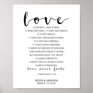 Personalised Love Is Patient, 1 Corinthians 13:4-8 Poster