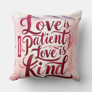 Personalised Love is Patient Christian Cushion