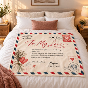 Personalised Love Letter Blanket for Couple