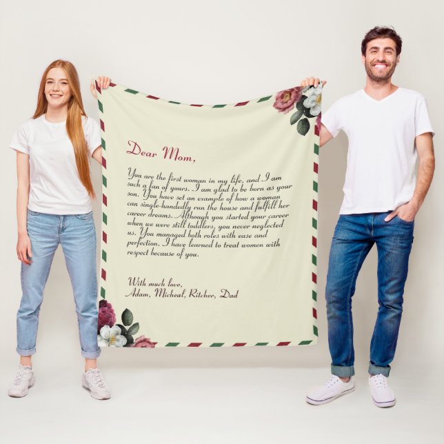 Personalised Love Letter Handwritten couples  Fleece Blanket (In Situ)