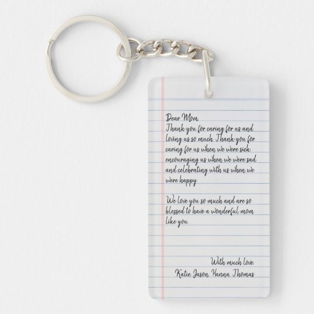 Personalised Love Letter Handwritten One Photo  Key Ring (Front)
