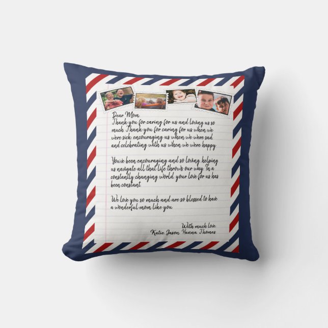 Personalised Love Letter Handwritten Photo Collage Cushion (Front)