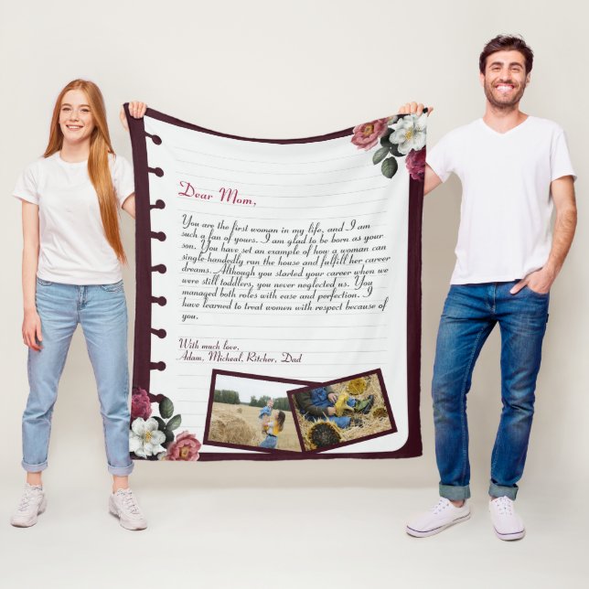 Personalised Love Letter Handwritten & Photo Fleece Blanket (In Situ)