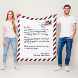 Personalised Love Letter Handwritten Photo Mail Fleece Blanket