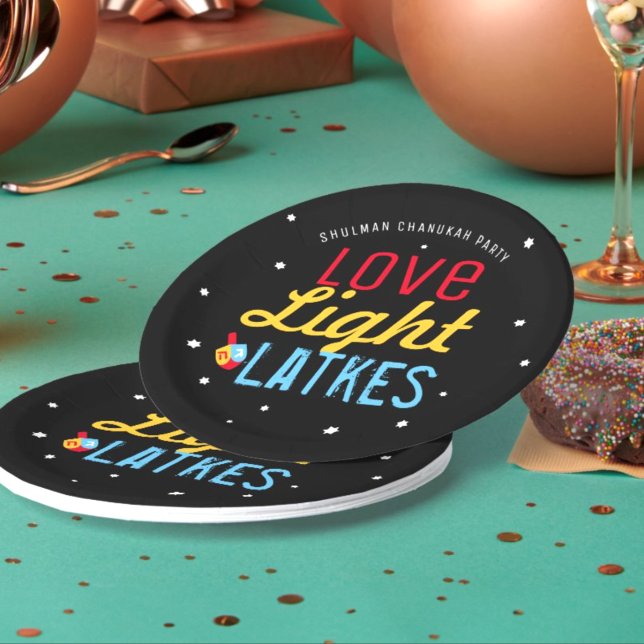 Personalised Love Light Latkes Hanukkah Funny Paper Plate (Creator Uploaded)