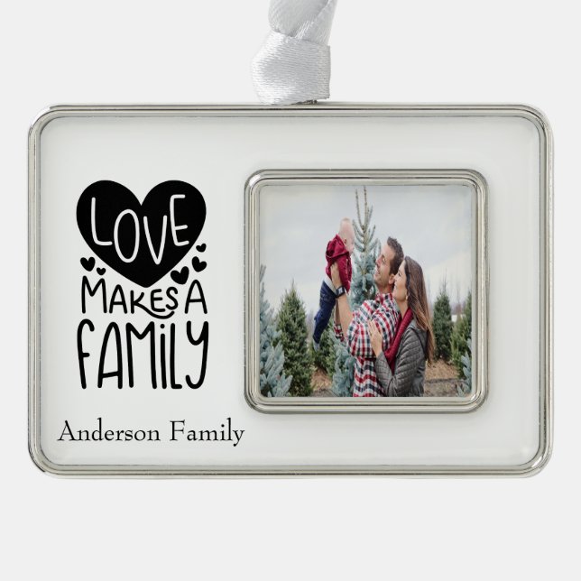 Personalised Love Makes A Family Photo Ornament (Front)