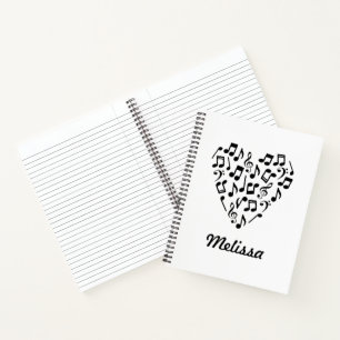 Personalised Love Music Heart Large Notebook
