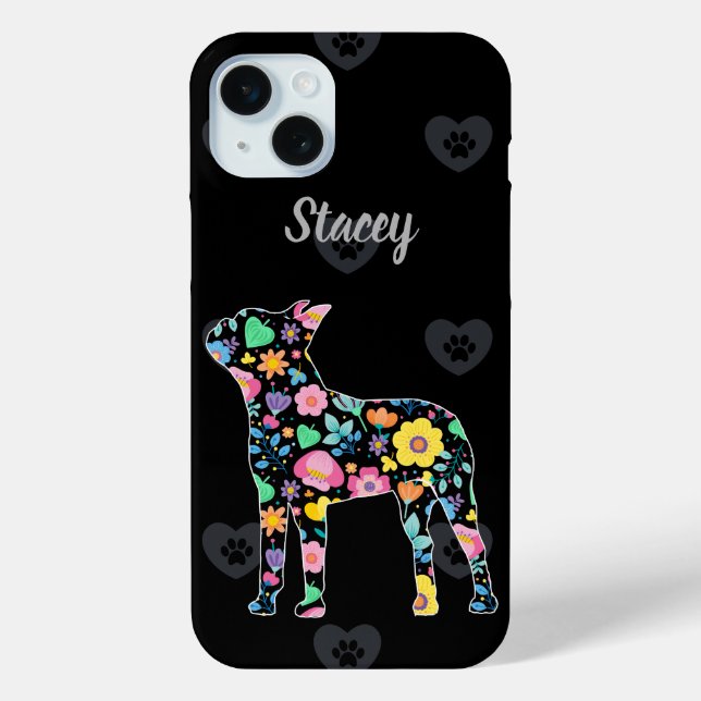 Personalised Love My Boston Terrier floral design Case-Mate iPhone Case (Back)