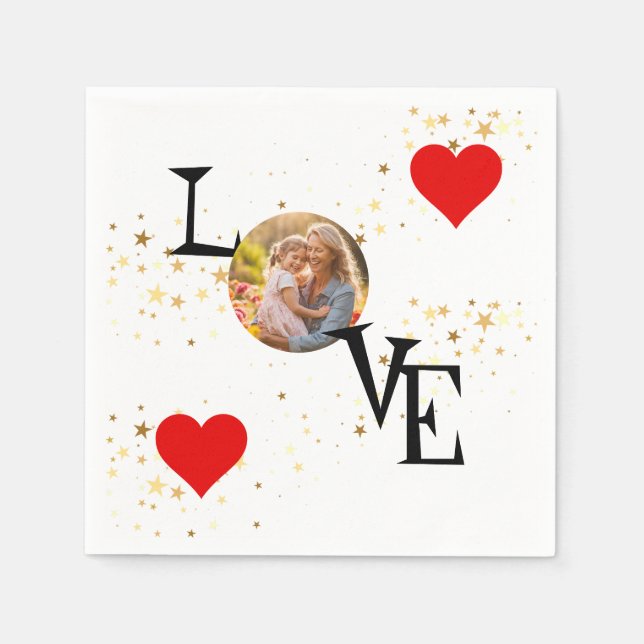 Personalised Love napkin with Mummy and me Picture (Front)