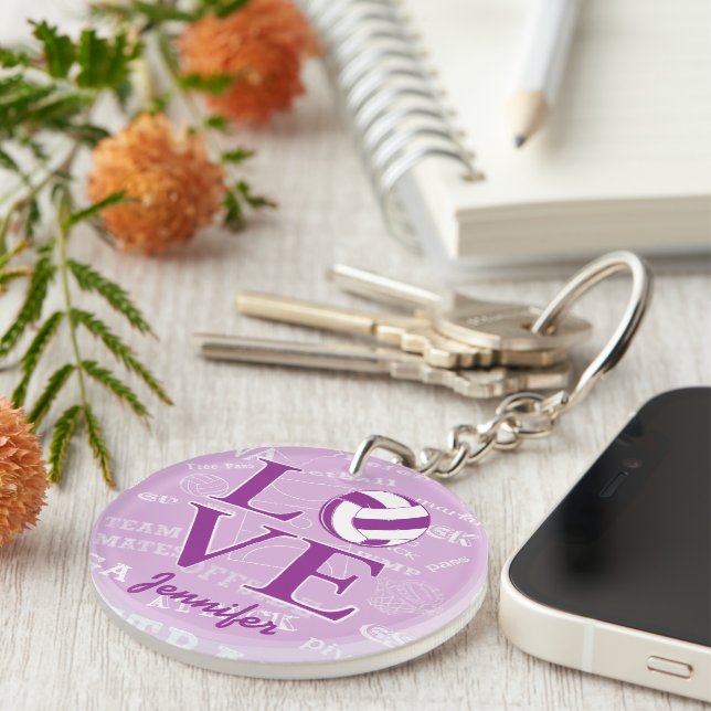 Personalised love netball design Acrylic Key Ring (Front Right)
