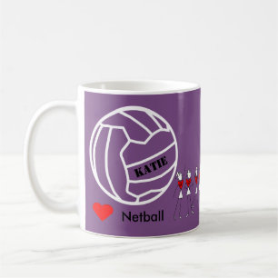 Personalised Love Netball Team and Name Design Coffee Mug