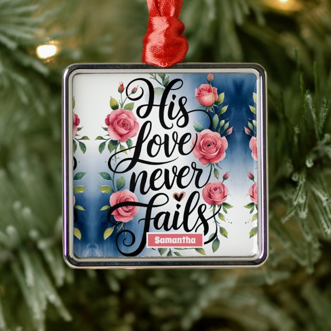 Personalised Love Never Fails Christian  Metal Tree Decoration (Tree)