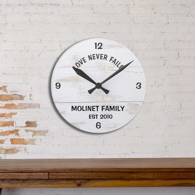 Personalised "Love Never Fails" Rustic Clock (Creator Uploaded)