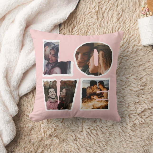 Personalised LOVE Photo Collage Gift Cushion (Blanket)