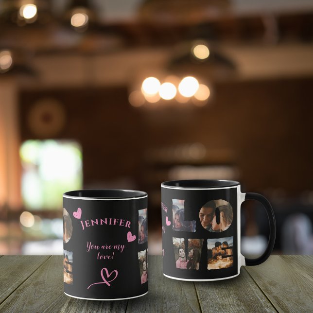  Personalised LOVE Photo Collage I Modern Black Mug (Creator Uploaded)
