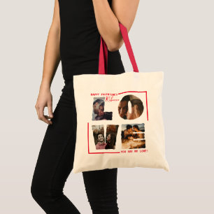 Personalised LOVE Photo Collage in Modern Style Tote Bag