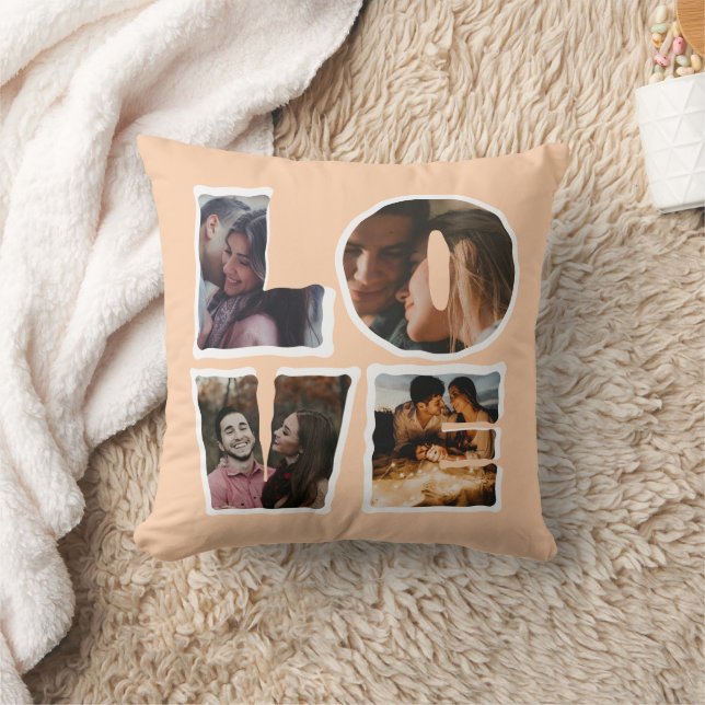 Personalised LOVE Photo Collage Romantic Gift  Cushion (Blanket)