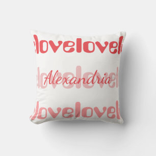 Personalised Love Retro Typography Pink and Red Cushion