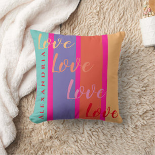 Personalised Love Script Colourful Cushion