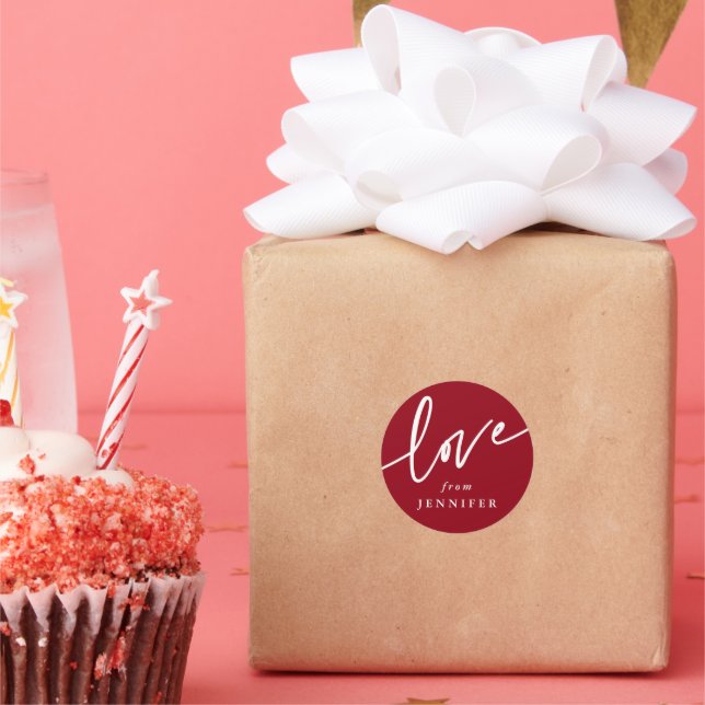 Personalised 'Love' Script Font Classic Round Stic Classic Round Sticker (Party)