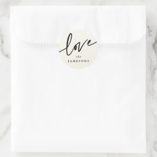 Personalised 'Love' Script Font Classic Round Sticker