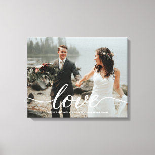 Personalised Love Script Wedding Photo Canvas Print