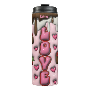 Personalised Love Strawberry 3D Thermal Tumbler