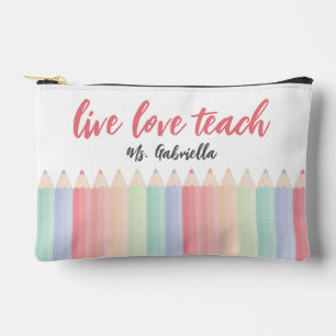 Personalised Love Teach Colourful Teacher Accessory Pouch