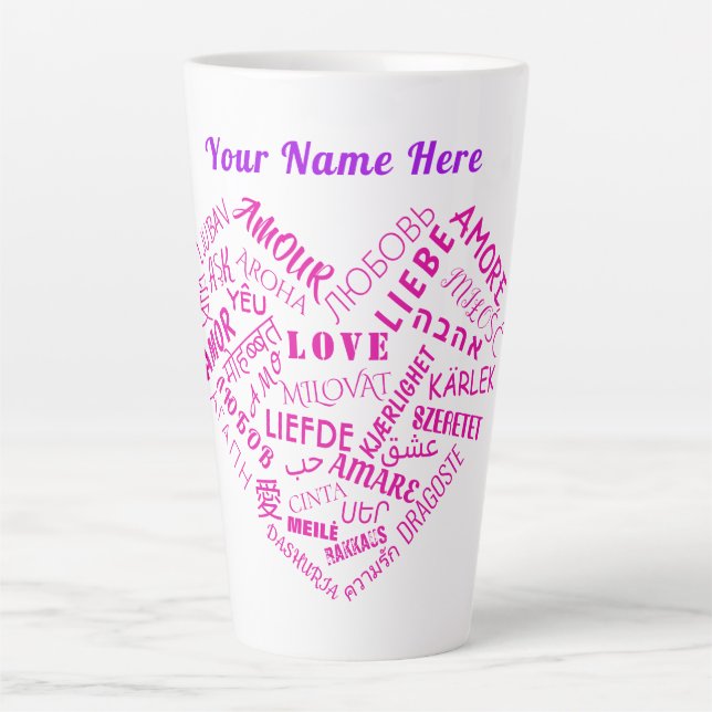 Personalised Love Text Latte Mug Custom Name (Front)