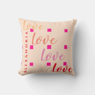 Personalised Love Typography Blush Pink Cushion