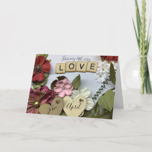 Personalised LOVE Wedding Date & Names Floral Card