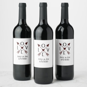 Personalised Love with Arrows Red and Black Wine Label