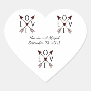 Personalised Love with Arrows Wedding Anniversary Heart Sticker