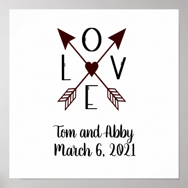 Personalised Love with Arrows Wedding Print (Front)