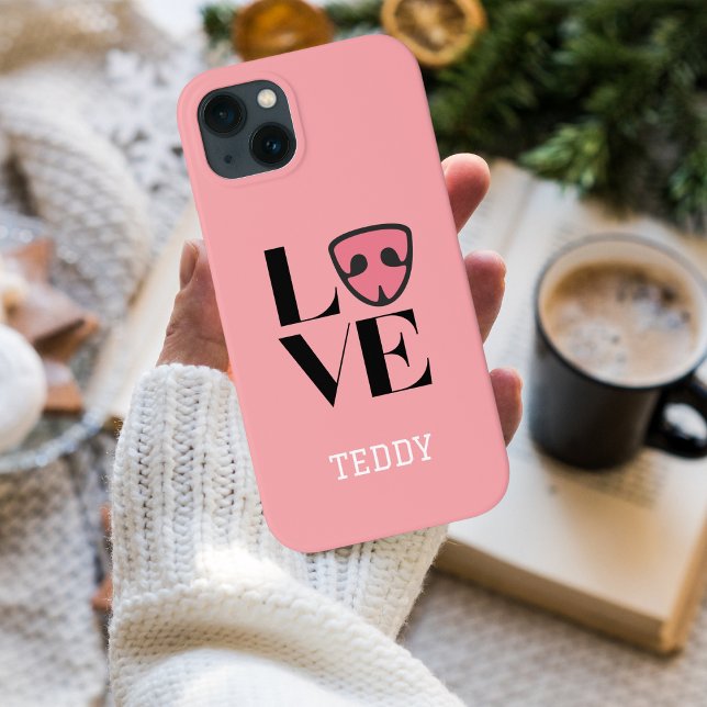 Personalised Love with cute Dog’s nose, pink Case-Mate iPhone Case (Creator Uploaded)
