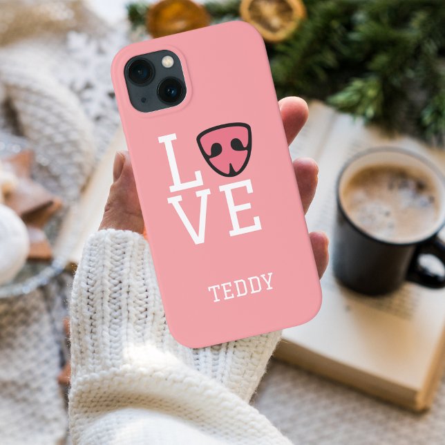 Personalised Love with cute Dog’s nose, pink Case-Mate iPhone Case (Creator Uploaded)