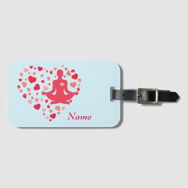 Personalised Love yoga Luggage Tag (Front Horizontal)
