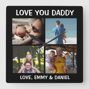 Personalised Love You Daddy Photo Square Wall Clock