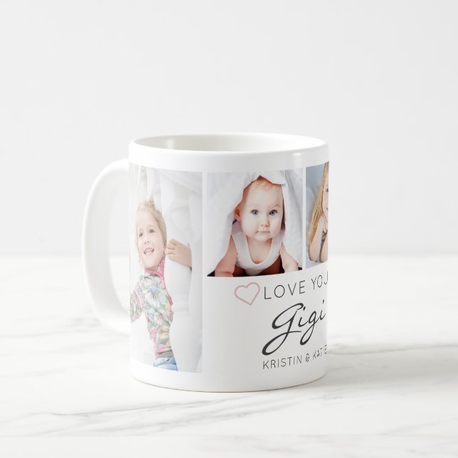Personalised LOVE YOU GIGI Handwritten 4 Photo Coffee Mug (Front Left)