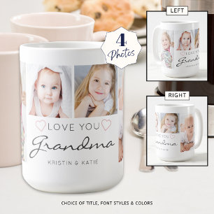 Personalised LOVE YOU GRANDMA 4 Photo Script Coffee Mug